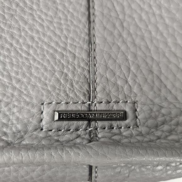 Rebecca Minkoff Unlined Feed Leather Crossbody Bag Gray Studded - Picture 7 of 13